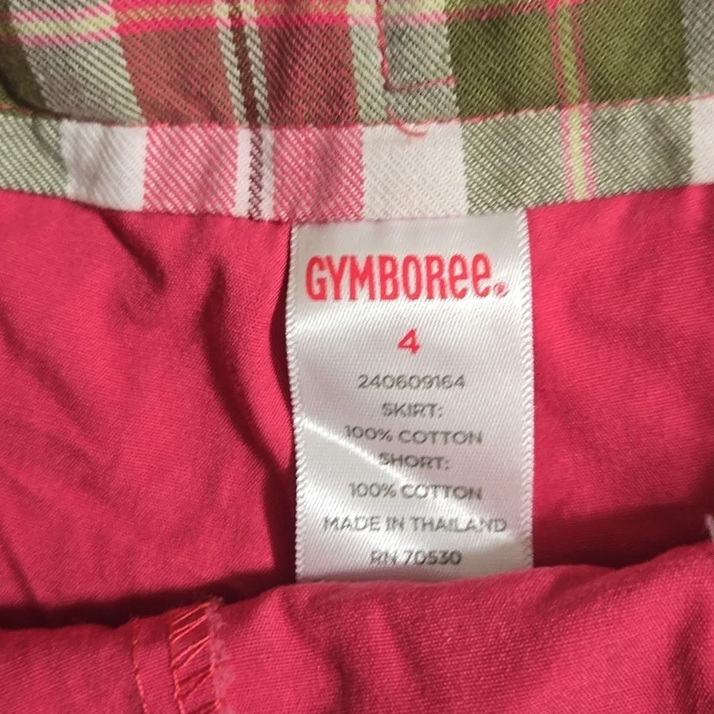 Gymboree Girls Plaid Pink & Green Skirt with Bow Accent Size 4